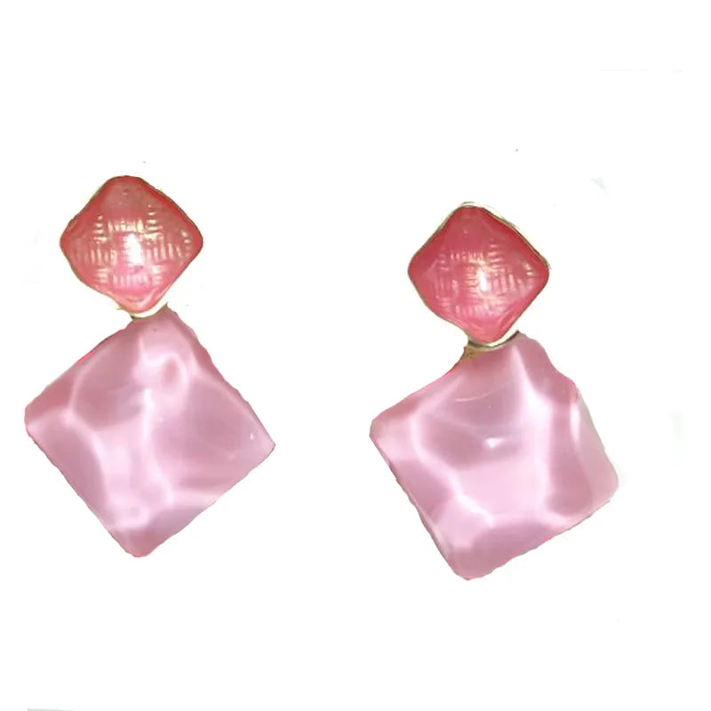 1 Pair IG Style Simple Style Classic Style Rhombus Inlay Alloy Acrylic Drop Earrings