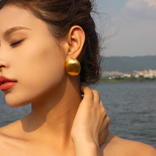 1 Pair Ig Style Simple Style Classic Style Solid Color Plating Stainless Steel 18k Gold Plated Ear Studs