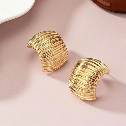 1 Pair IG Style Simple Style Classic Style Spiral Stripe Copper Ear Studs