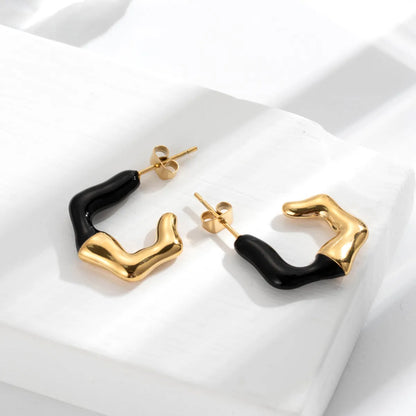 1 Pair IG Style Simple Style Classic Style U Shape Irregular Plating 304 Stainless Steel Earrings