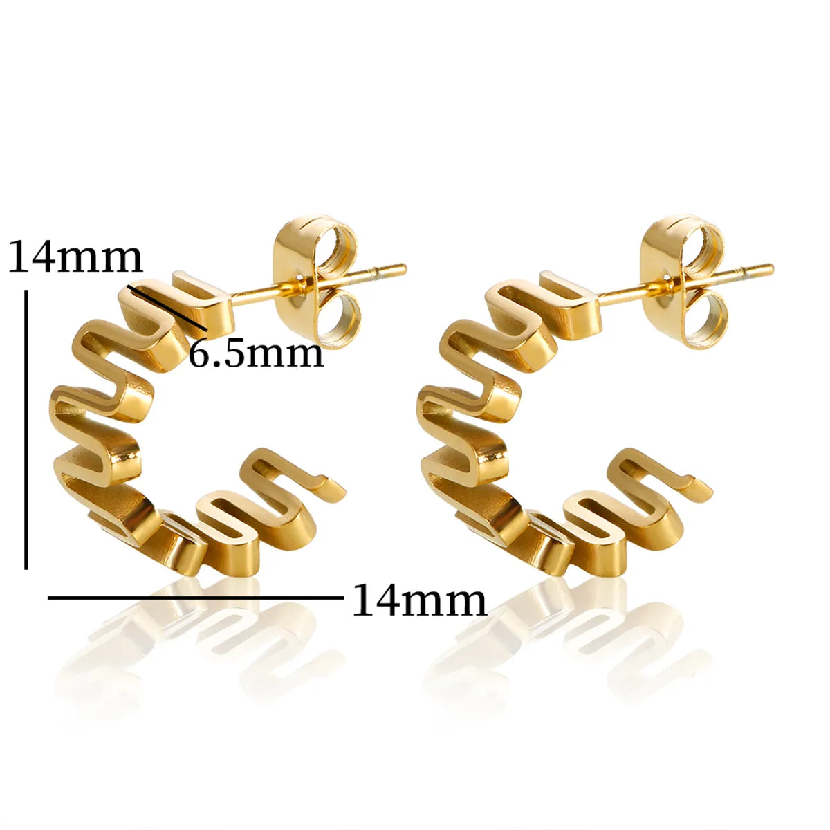 1 Pair IG Style Simple Style Commute C Shape Waves 304 Stainless Steel Ear Studs