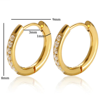 1 Pair IG Style Simple Style Commute Circle Inlay 304 Stainless Steel Zircon Earrings