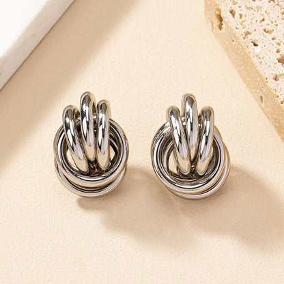 1 Pair Ig Style Simple Style Commute Circle Plating Alloy Ear Studs