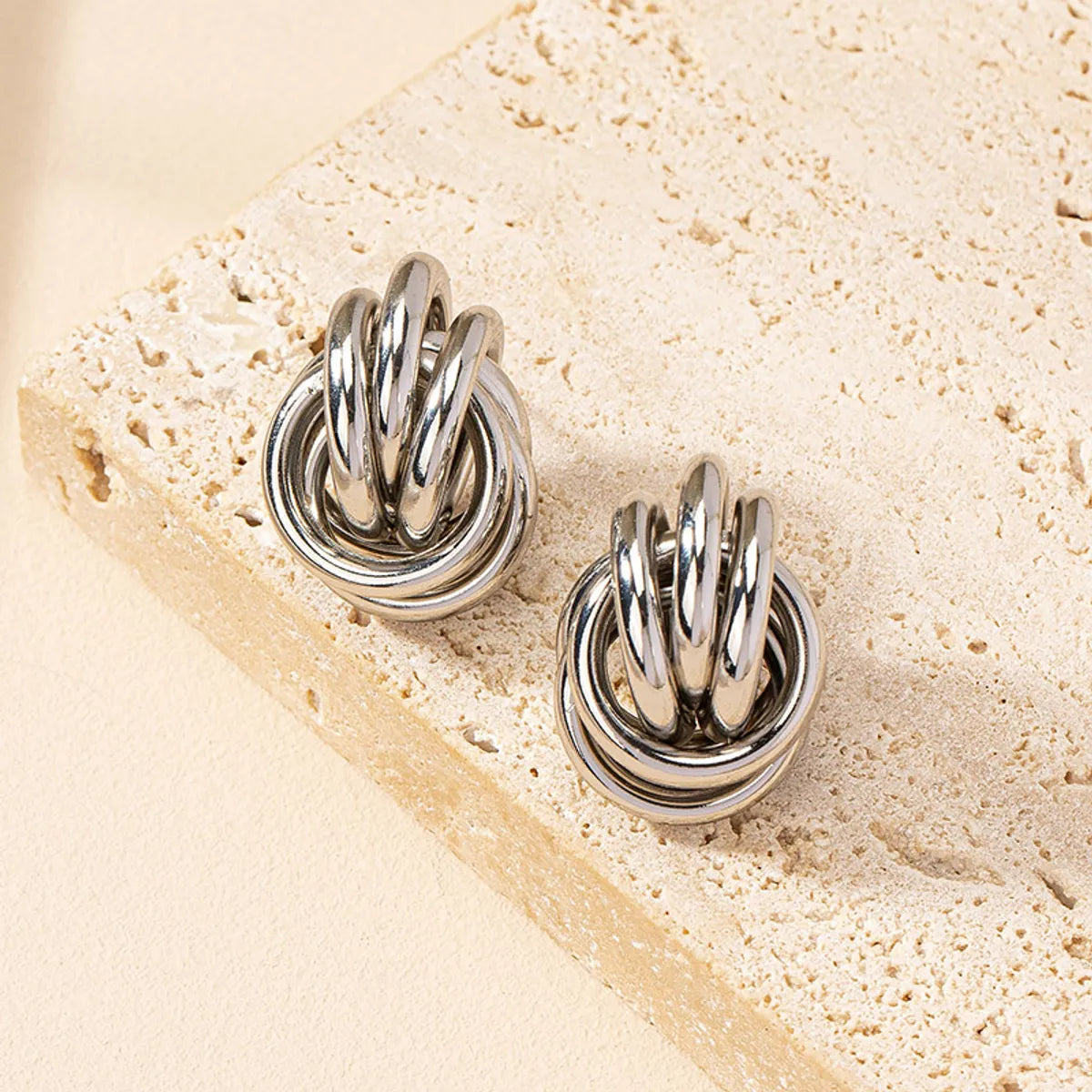 1 Pair Ig Style Simple Style Commute Circle Plating Alloy Ear Studs