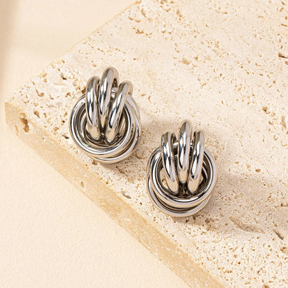 1 Pair Ig Style Simple Style Commute Circle Plating Alloy Ear Studs