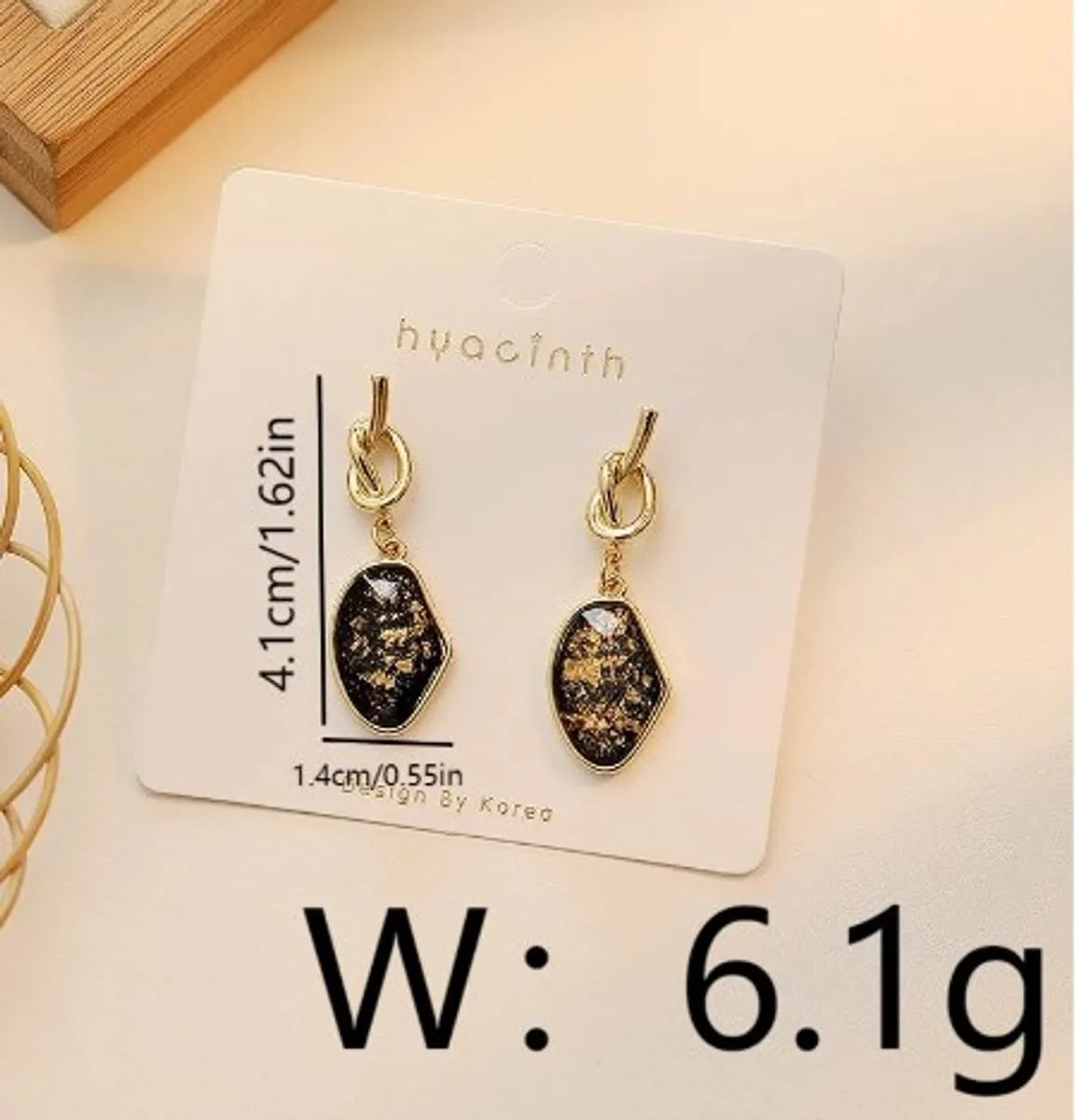 1 Pair IG Style Simple Style Commute Geometric Knot Inlay Copper Resin 18K Gold Plated Drop Earrings