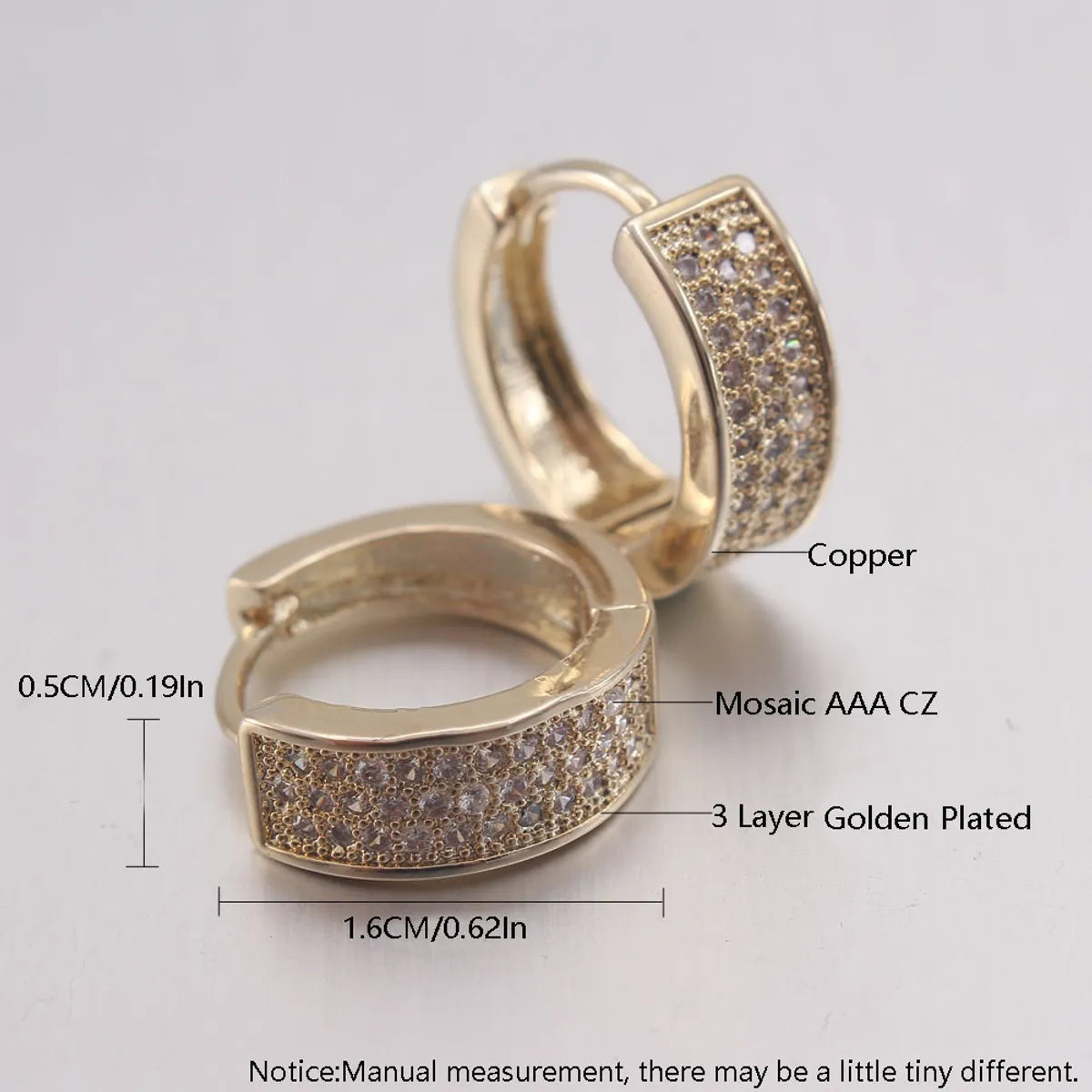 1 Pair Ig Style Simple Style Commute Geometric Plating Inlay Copper Zircon Gold Plated Earrings