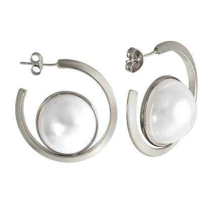 1 Pair IG Style Simple Style Commute Round Inlay 304 Stainless Steel Pearl Ear Studs