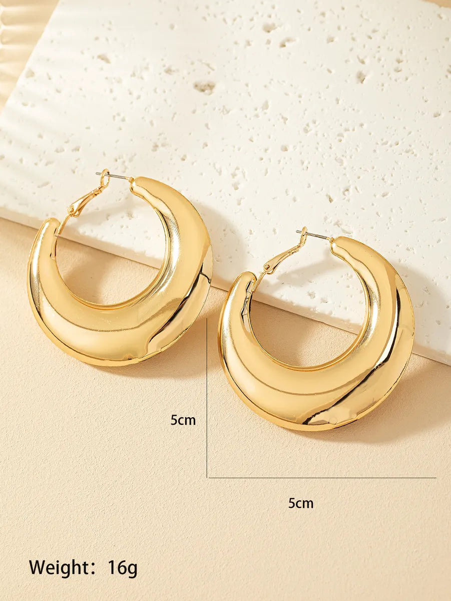 1 Pair Ig Style Simple Style Commute Round Plating Alloy Hoop Earrings