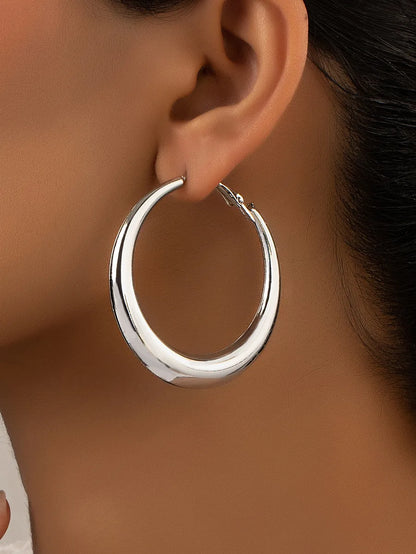 1 Pair Ig Style Simple Style Commute Round Plating Alloy Hoop Earrings