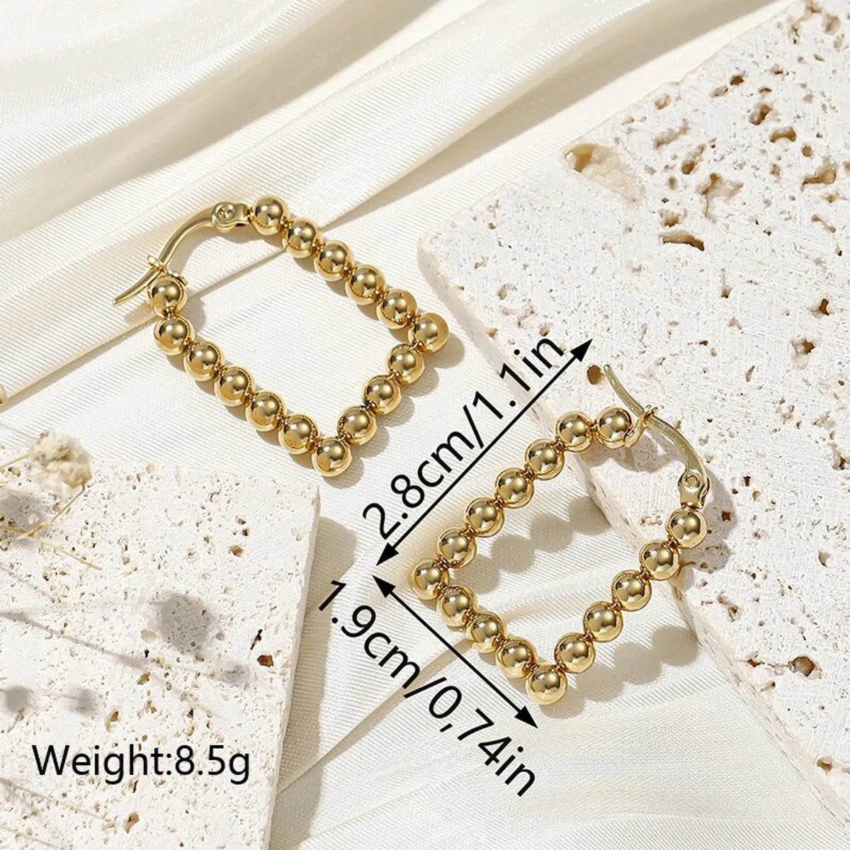 1 Pair Ig Style Simple Style Cool Style Solid Color Plating Stainless Steel 18k Gold Plated Hoop Earrings