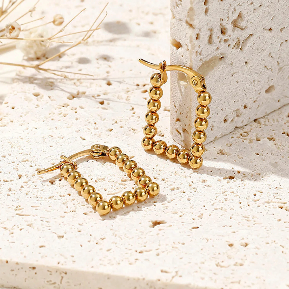 1 Pair Ig Style Simple Style Cool Style Solid Color Plating Stainless Steel 18k Gold Plated Hoop Earrings