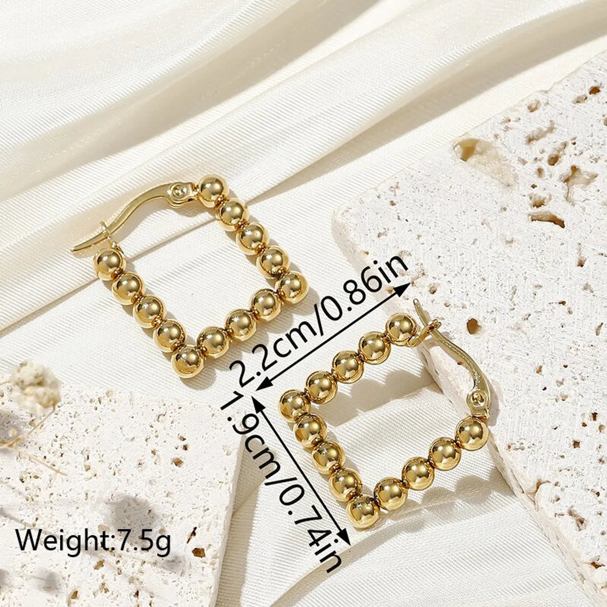 1 Pair Ig Style Simple Style Cool Style Solid Color Plating Stainless Steel 18k Gold Plated Hoop Earrings