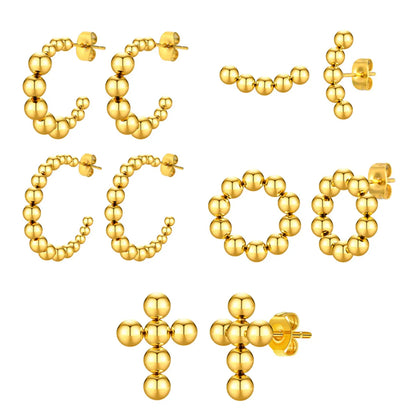 1 Pair IG Style Simple Style Cross 201 Stainless Steel 18K Gold Plated Ear Studs