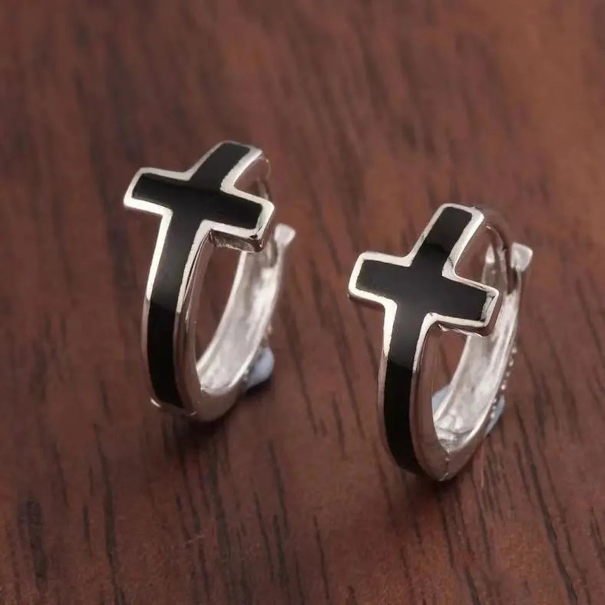 1 Pair Ig Style Simple Style Cross Epoxy Copper Earrings