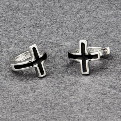 1 Pair Ig Style Simple Style Cross Epoxy Copper Earrings