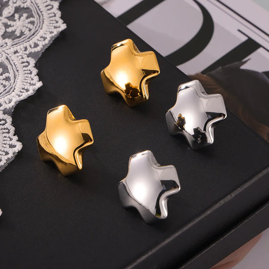 1 Pair IG Style Simple Style Cross Polishing 304 Stainless Steel 18K Gold Plated Ear Studs