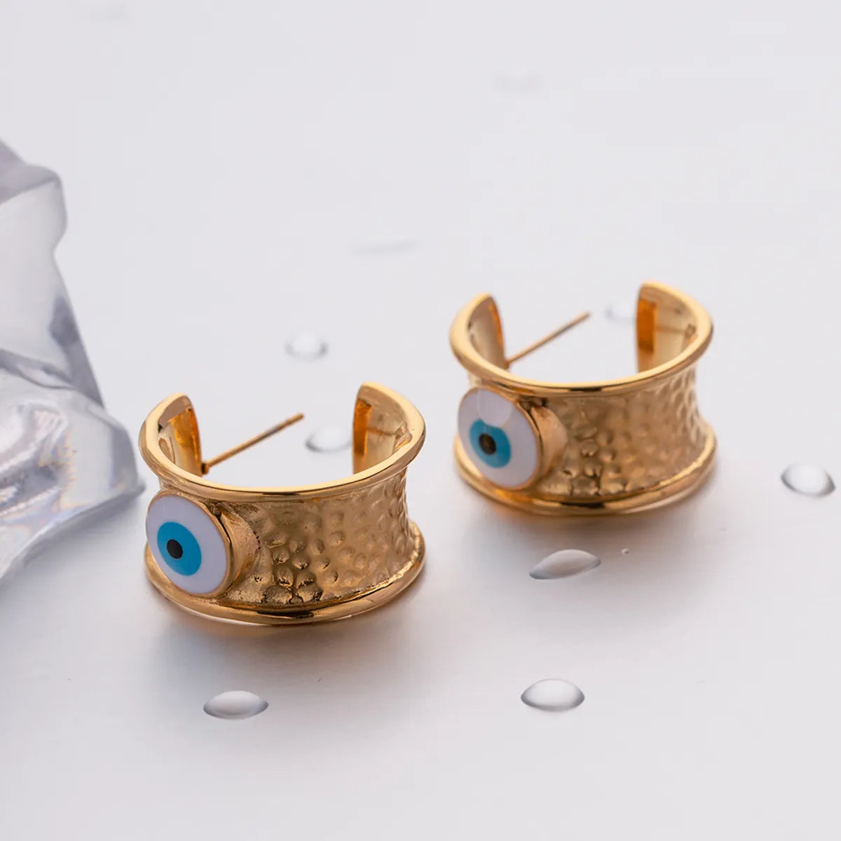 1 Pair IG Style Simple Style Devil'S Eye Enamel 304 Stainless Steel 18K Gold Plated Ear Studs