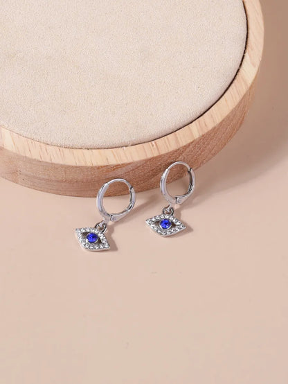 1 Pair Ig Style Simple Style Devil's Eye Hollow Out Inlay Stainless Steel Glass Drop Earrings