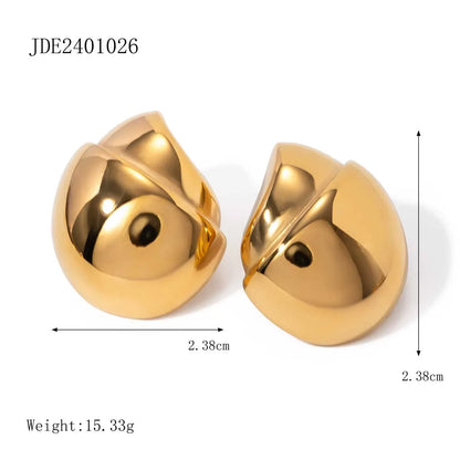 1 Pair IG Style Simple Style Filbert Solid Color 304 Stainless Steel 18K Gold Plated Ear Studs