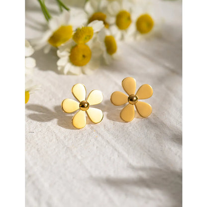 1 Pair IG Style Simple Style Flower 304 Stainless Steel 18K Gold Plated Ear Studs