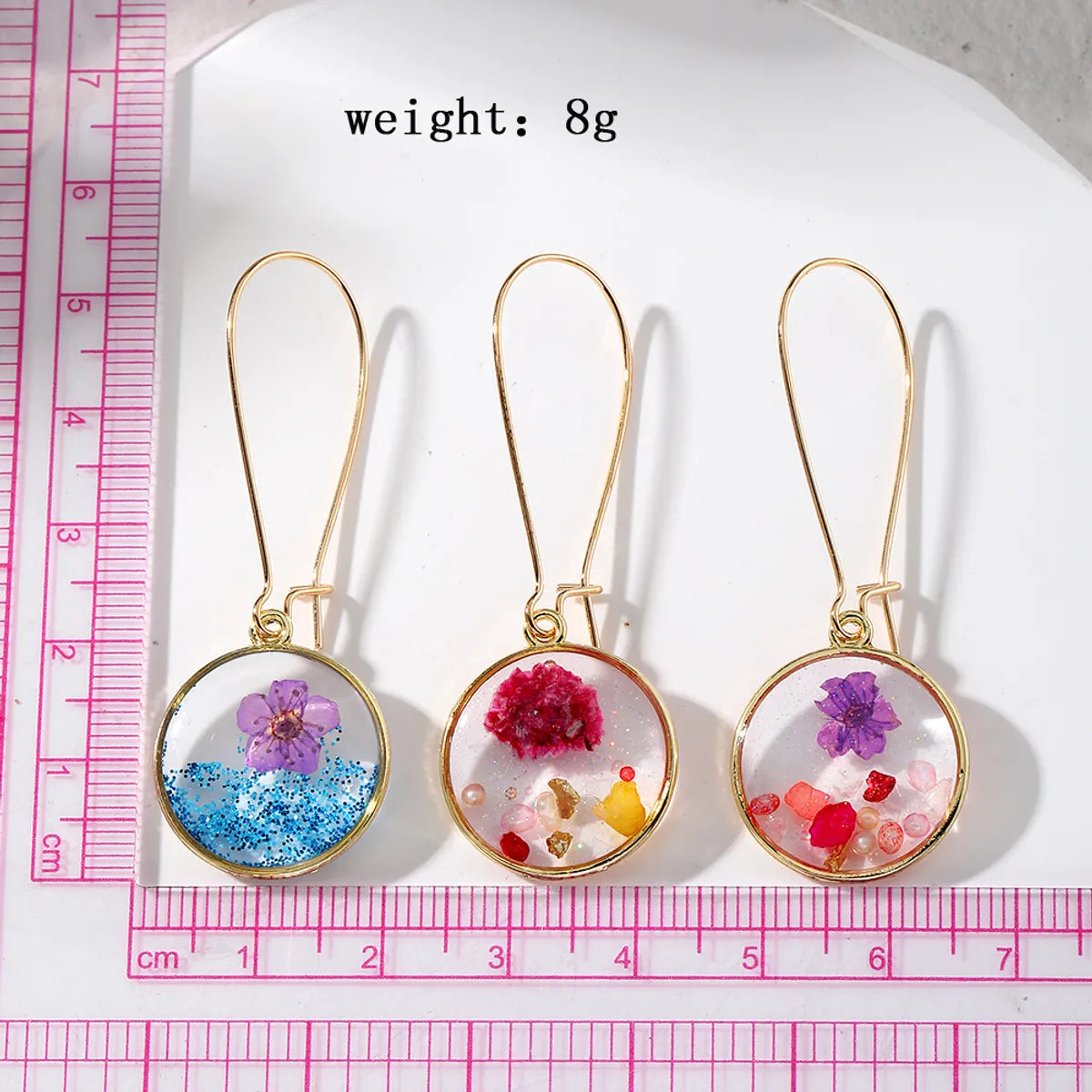 1 Pair Ig Style Simple Style Flower Epoxy Resin Drop Earrings