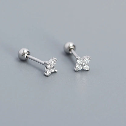 1 Pair IG Style Simple Style Flower Inlay Sterling Silver Turquoise Zircon Ear Studs