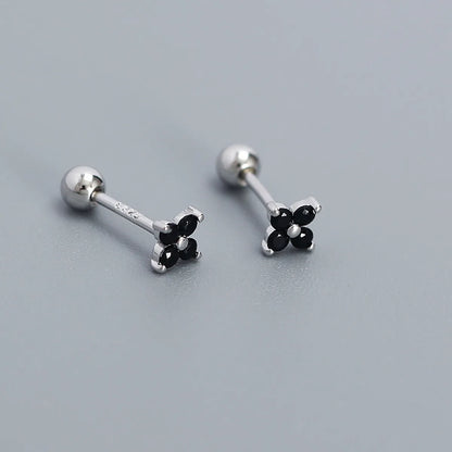 1 Pair IG Style Simple Style Flower Inlay Sterling Silver Turquoise Zircon Ear Studs