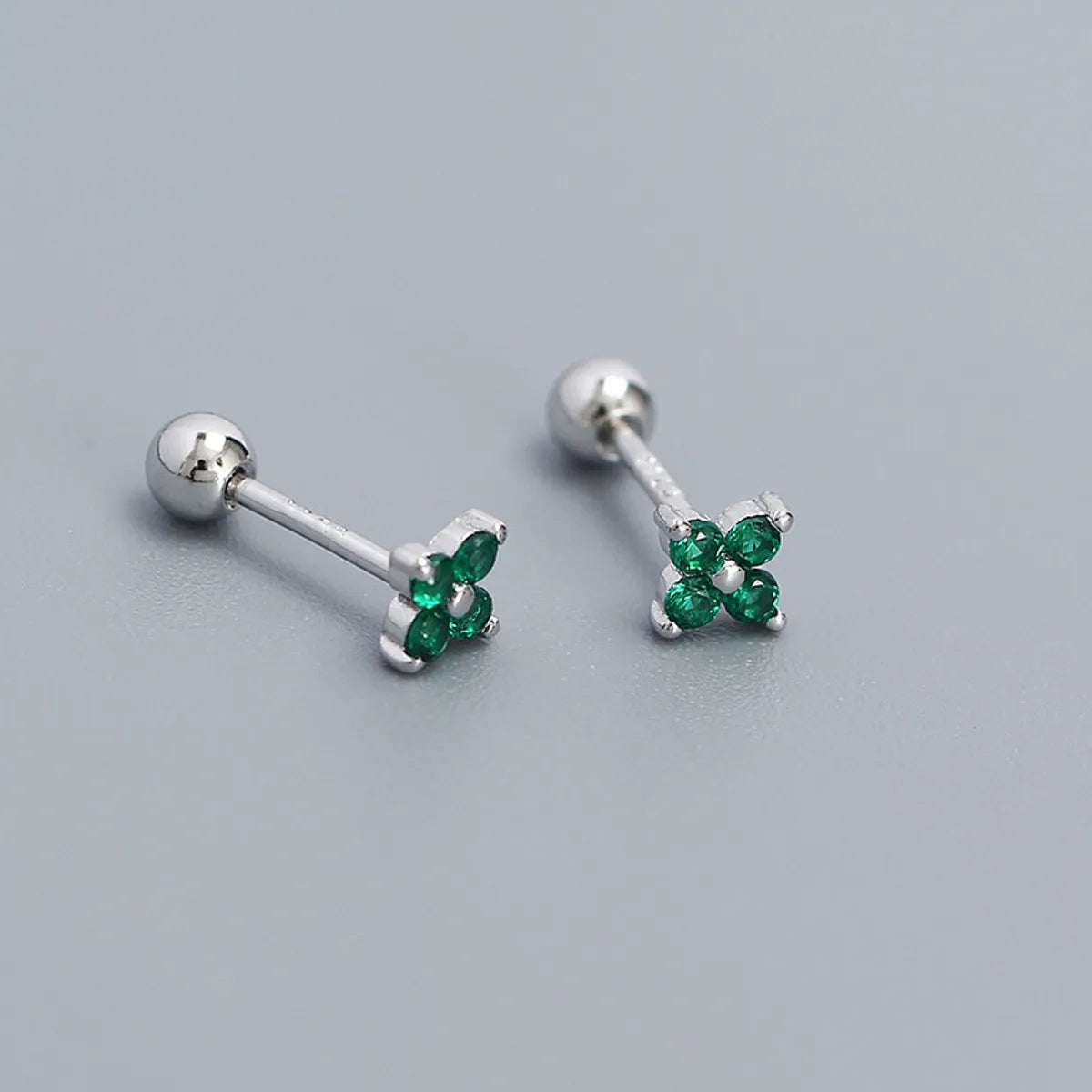 1 Pair IG Style Simple Style Flower Inlay Sterling Silver Turquoise Zircon Ear Studs