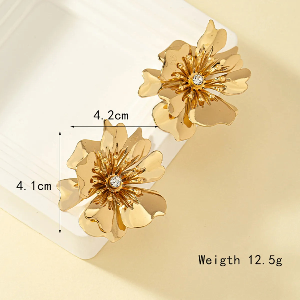 1 Pair Ig Style Simple Style Flower Plating Inlay Alloy Rhinestones 14k Gold Plated Ear Studs