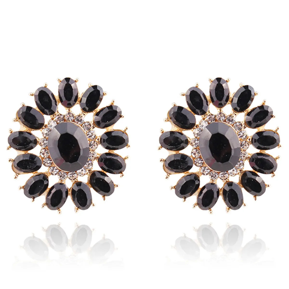 1 Pair Ig Style Simple Style Flower Plating Inlay Alloy Zircon Gold Plated Ear Studs