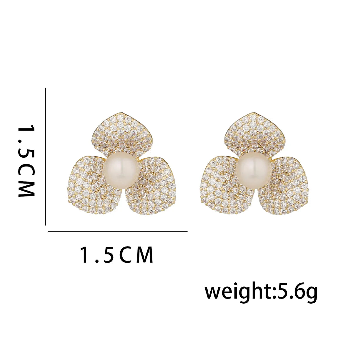 1 Pair Ig Style Simple Style Flower Plating Inlay Copper Ear Studs