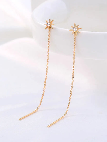 1 Pair Ig Style Simple Style Flower Plating Inlay Copper Zircon Gold Plated Ear Line