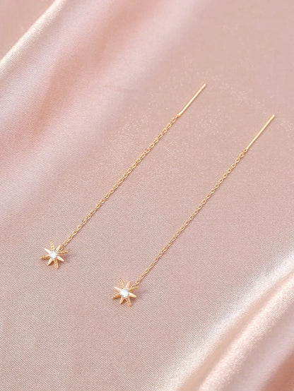 1 Pair Ig Style Simple Style Flower Plating Inlay Copper Zircon Gold Plated Ear Line