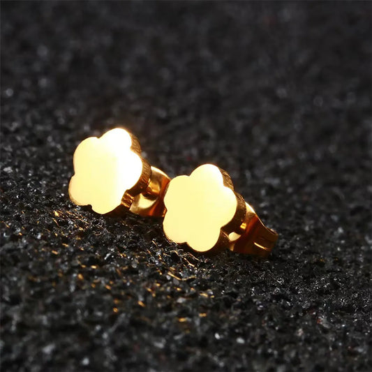 1 Pair IG Style Simple Style Flower Stainless Steel Gold Plated Ear Studs