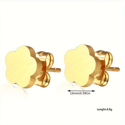 1 Pair IG Style Simple Style Flower Stainless Steel Gold Plated Ear Studs