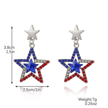 1 Pair IG Style Simple Style Geometric American Flag Inlay Zinc Alloy Rhinestones Zircon Drop Earrings