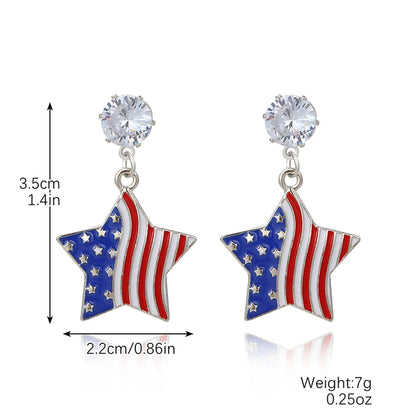 1 Pair IG Style Simple Style Geometric American Flag Inlay Zinc Alloy Rhinestones Zircon Drop Earrings