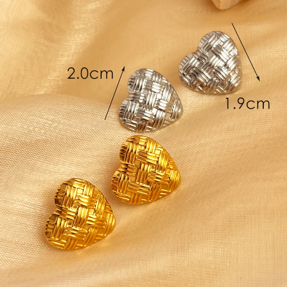 1 Pair IG Style Simple Style Geometric Heart Shape Plating 304 Stainless Steel 18K Gold Plated Ear Studs