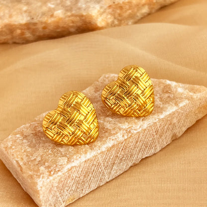 1 Pair IG Style Simple Style Geometric Heart Shape Plating 304 Stainless Steel 18K Gold Plated Ear Studs