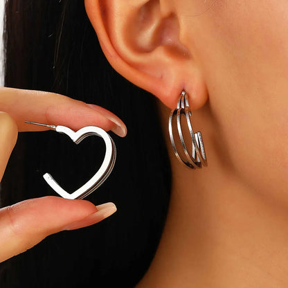 1 Pair IG Style Simple Style Geometric Heart Shape Plating Alloy Earrings