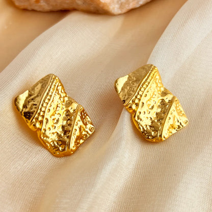 1 Pair IG Style Simple Style Geometric Heart Shape Solid Color Plating 304 Stainless Steel 18K Gold Plated Ear Studs