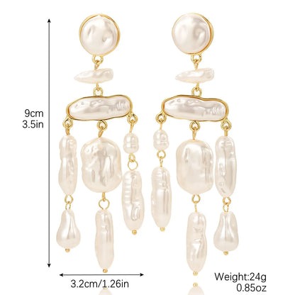 1 Pair IG Style Simple Style Geometric Imitation Pearl Drop Earrings