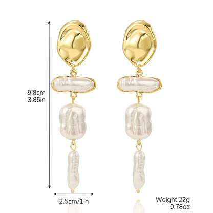 1 Pair IG Style Simple Style Geometric Imitation Pearl Drop Earrings