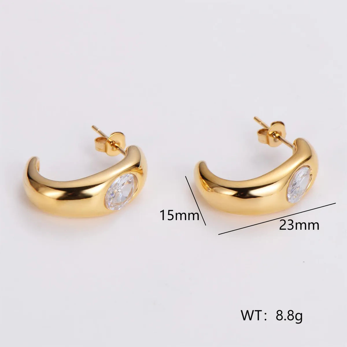 1 Pair IG Style Simple Style Geometric Inlay 304 Stainless Steel Artificial Pearls Rhinestones 18K Gold Plated Earrings Ear Studs