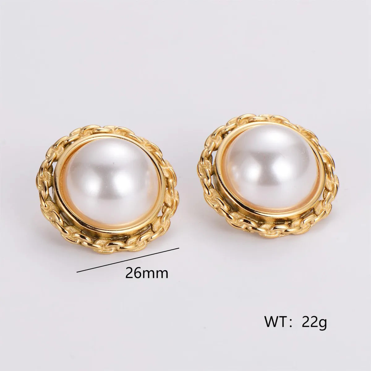 1 Pair IG Style Simple Style Geometric Inlay 304 Stainless Steel Artificial Pearls Rhinestones 18K Gold Plated Earrings Ear Studs