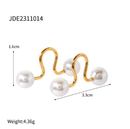 1 Pair IG Style Simple Style Geometric Inlay 316 Stainless Steel  Pearl 18K Gold Plated Ear Cuffs