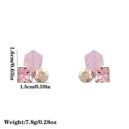 1 Pair IG Style Simple Style Geometric Inlay Alloy Gem Ear Studs