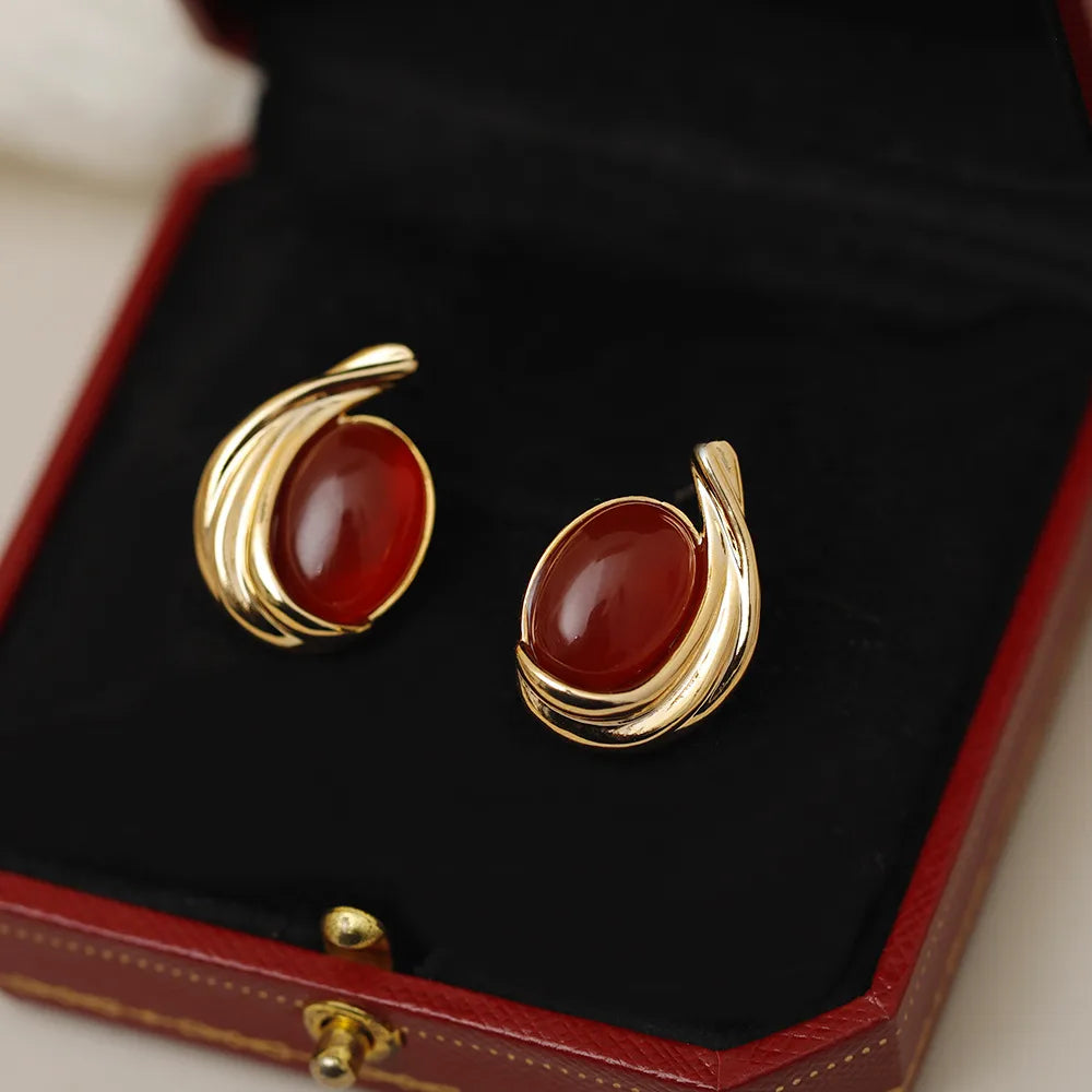 1 Pair IG Style Simple Style Geometric Inlay Copper Resin 18K Gold Plated Ear Studs