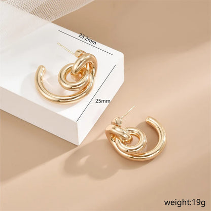 1 Pair Ig Style Simple Style Geometric Plating Hollow Out Copper 18k Gold Plated White Gold Plated Earrings